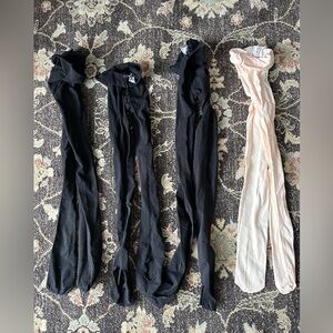 MONDOR Size Small 3 Pair Black & 1 Pair Ballerina Dance Tights Leggings